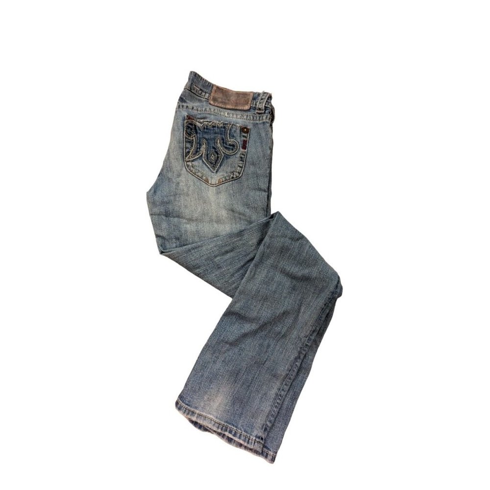 Mek Dnm Women's Blue Adjustable Waist Straight Leg Denim Jeans Size 28/34